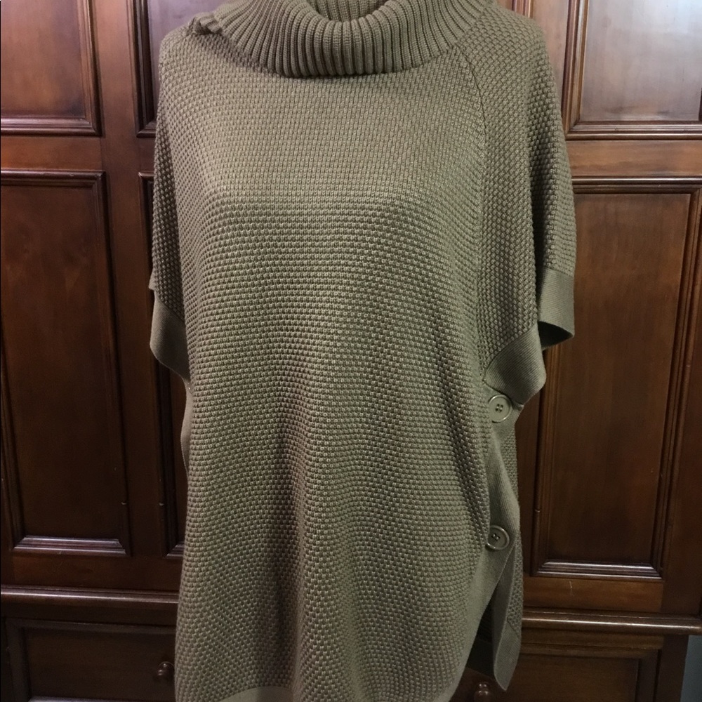 asian brand sweater side button cardigan over throw poncho one size large